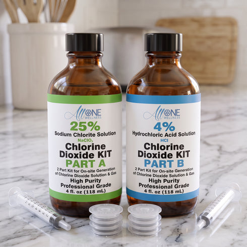 Chlorine Dioxide Kit Sodium Chlorite 25% HCL 4% - CDS Glass 4 oz USA