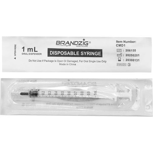 Brandzig 1ml Oral Syringe Luer Slip Tip - Sterile Individually Blister Packed - AllOne Wellness CA$1.97