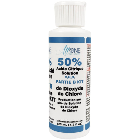 Chlorine Dioxide Kit Citric Acid Solution 50% PART B CDS Plastic 125mL - AllOne Wellness CA$15.97