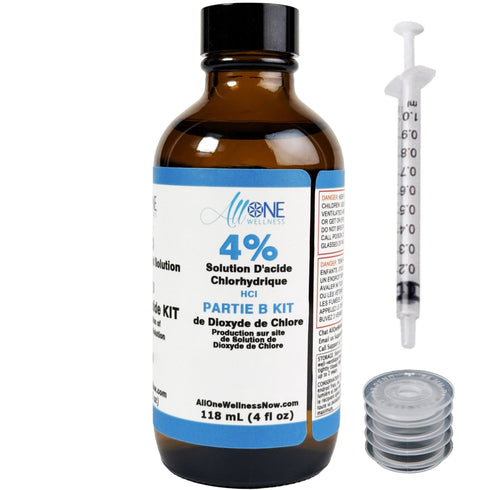 Chlorine Dioxide Kit Hydrochloric Acid Solution 4% PART B CDS Glass 118mL - AllOne Wellness CA$18.97