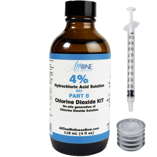 Chlorine Dioxide Kit Hydrochloric Acid Solution 4% PART B CDS Glass 118mL - AllOne Wellness CA$18.97