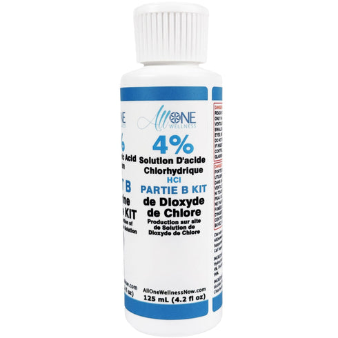 Chlorine Dioxide Kit Hydrochloric Acid Solution 4% PART B CDS Plastic 125mL - AllOne Wellness CA$15.97