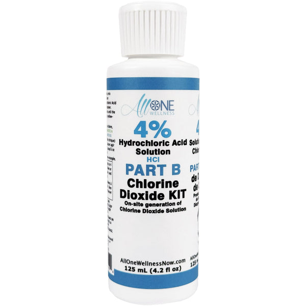 Chlorine Dioxide Kit Hydrochloric Acid Solution 4% PART B CDS Plastic 125mL - AllOne Wellness CA$15.97