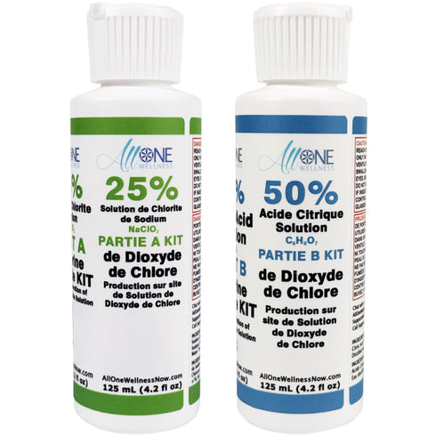 Chlorine Dioxide Kit Sodium Chlorite 25% Citric Acid 50% CDS Plastic 125mL - AllOne Wellness CA$31.97