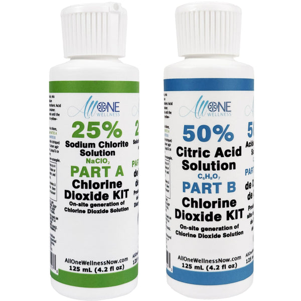 Chlorine Dioxide Kit Sodium Chlorite 25% Citric Acid 50% CDS Plastic 125mL - AllOne Wellness CA$31.97