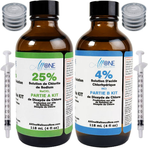 Chlorine Dioxide Kit Sodium Chlorite 25% HCL 4% CDS Glass 118mL - AllOne Wellness CA$38.97