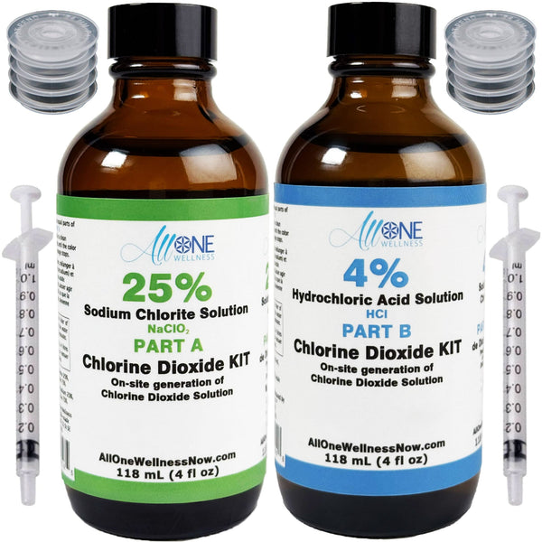 Chlorine Dioxide Kit Sodium Chlorite 25% HCL 4% CDS Glass 118mL - AllOne Wellness CA$38.97