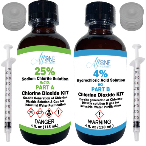 Chlorine Dioxide Kit Sodium Chlorite 25% HCL 4% CDS Glass 4 fl. oz - AllOne Wellness CA$38.97