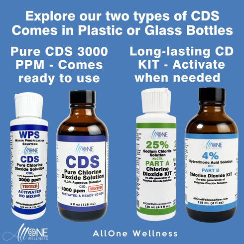 Chlorine Dioxide Kit Sodium Chlorite 25% HCL 4% - CDS Glass 4 oz USA - AllOne Wellness CA$34.97