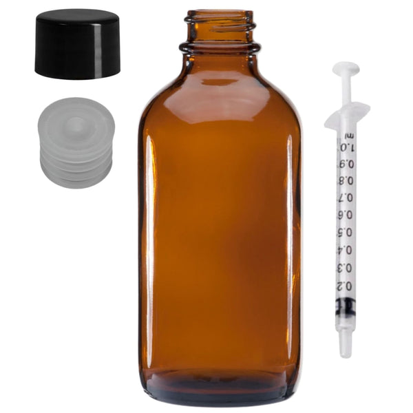 Glass Bottle Amber 4 oz. with sealsafe 22mm-400 WPS - AllOne Wellness CA$2.97