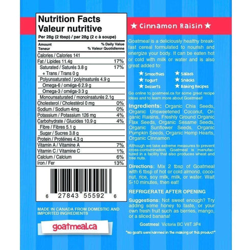 Goatmeal - Grain-free Breakfast Cereal - Original & Cinnamon Raisin 225g - AllOne Wellness
