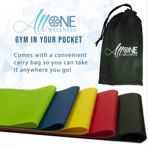 Resistance Bands for Legs and Butt | Set of 5 Band Loops 12 Inch - AllOne Wellness