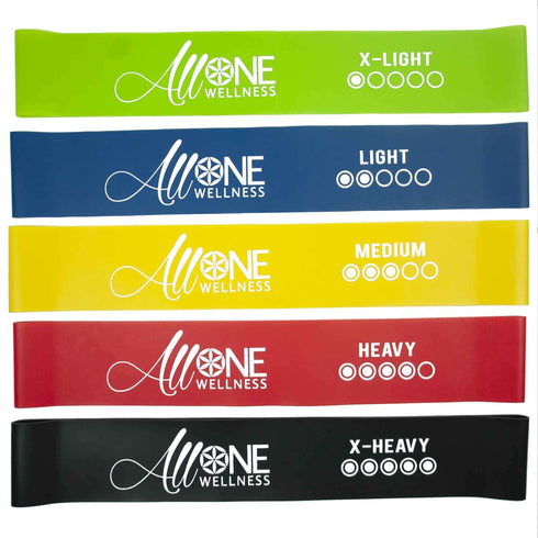 Resistance Bands for Legs and Butt | Set of 5 Band Loops 12 Inch - AllOne Wellness