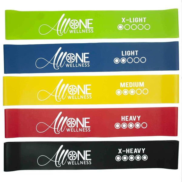 Resistance Bands for Legs and Butt | Set of 5 Band Loops 12 Inch - AllOne Wellness