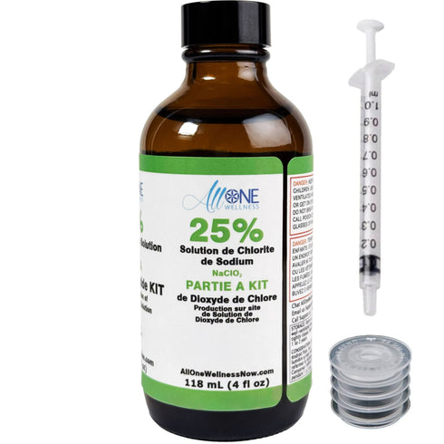 Sodium Chlorite 25% PART A of Chlorine Dioxide Kit CDS Glass 118 mL - AllOne Wellness CA$20.97