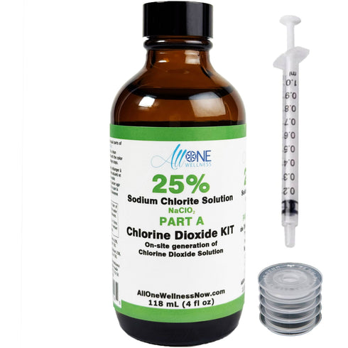 Sodium Chlorite 25% PART A of Chlorine Dioxide Kit CDS Glass 118 mL - AllOne Wellness CA$20.97