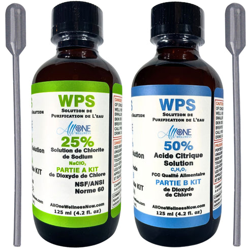 WPS KIT Water Purification Sodium Chlorite 25% & Citric Acid 50% 125ml - AllOne Wellness CA$29.97