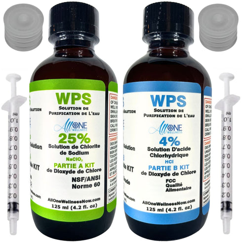WPS KIT Water Purification Sodium Chlorite 25% HCL 4% Glass 118ml - AllOne Wellness CA$38.97