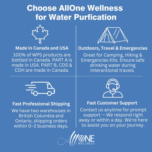 WPS KIT Water Purification Sodium Chlorite 25% & HCL 4% Plastic 125ml - AllOne Wellness CA$31.97